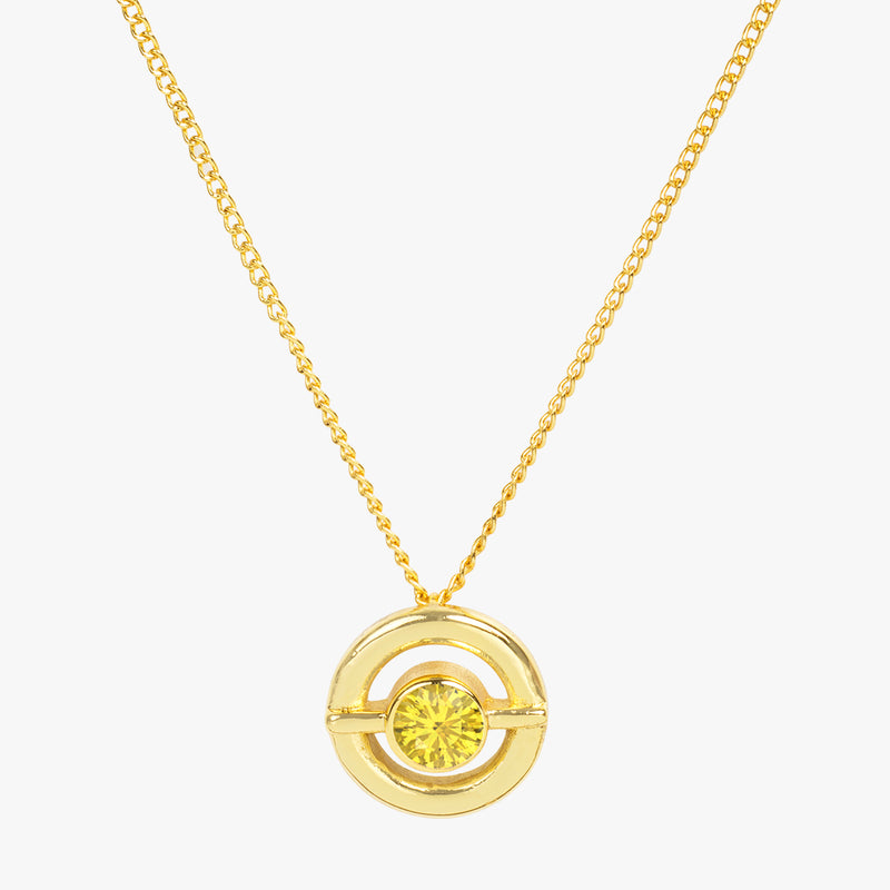Golden Topaz Crystal Circular Necklace