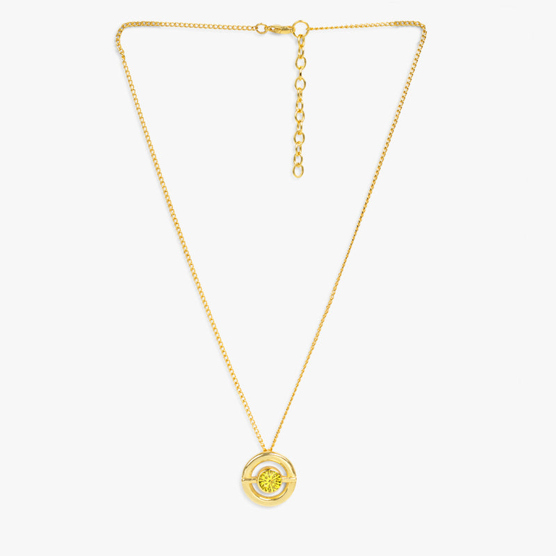 Golden Topaz Crystal Circular Necklace
