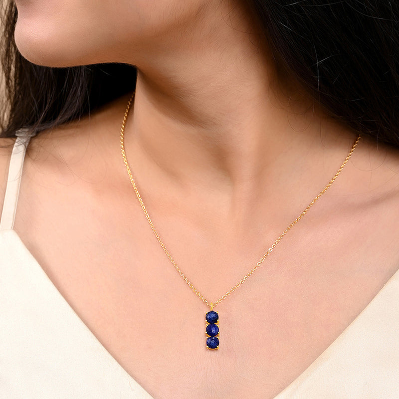 September Birthstone Necklace - Natural Dyed Sapphire