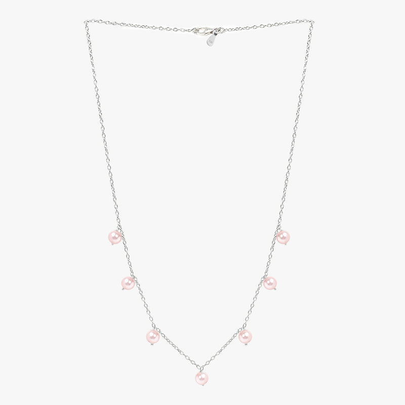 Buy Silver Dangling Natural Peach Pearl Necklace Online | March