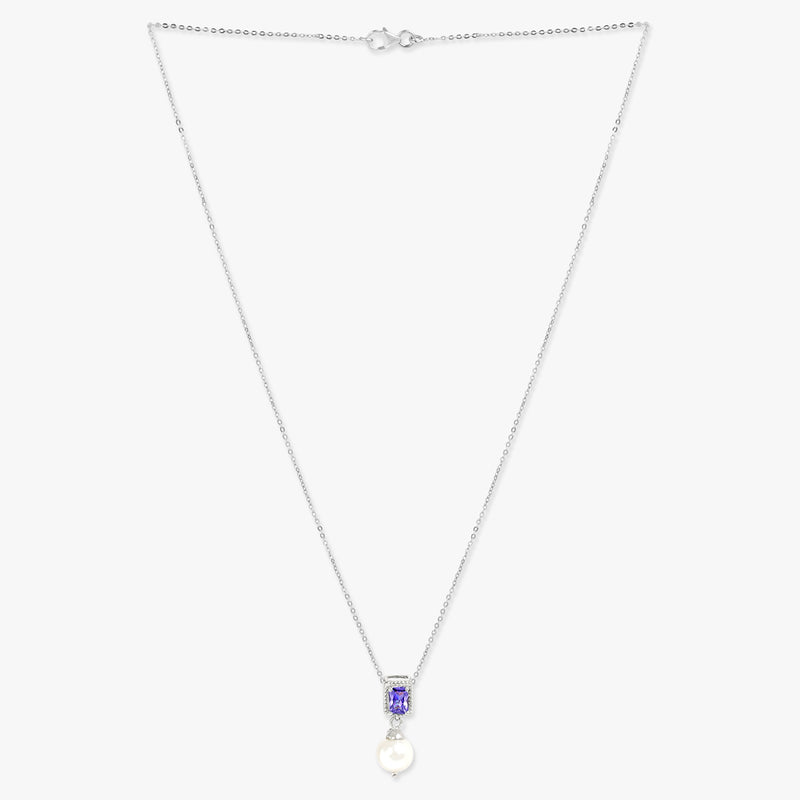 Buy Silver Amethyst Zircon And Natural Pearl Necklace Online | March