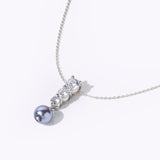 Buy Silver Zircon and Natural Grey Pearl Necklace Online | March