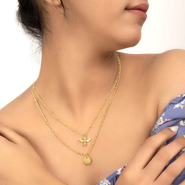 Minimal Layered Bee Necklace