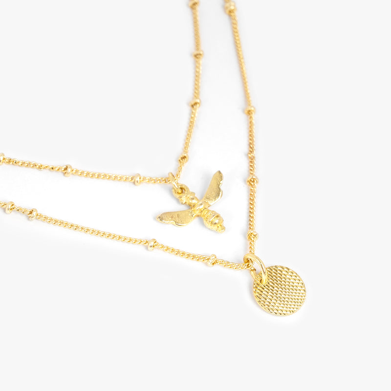 Minimal Layered Bee Necklace