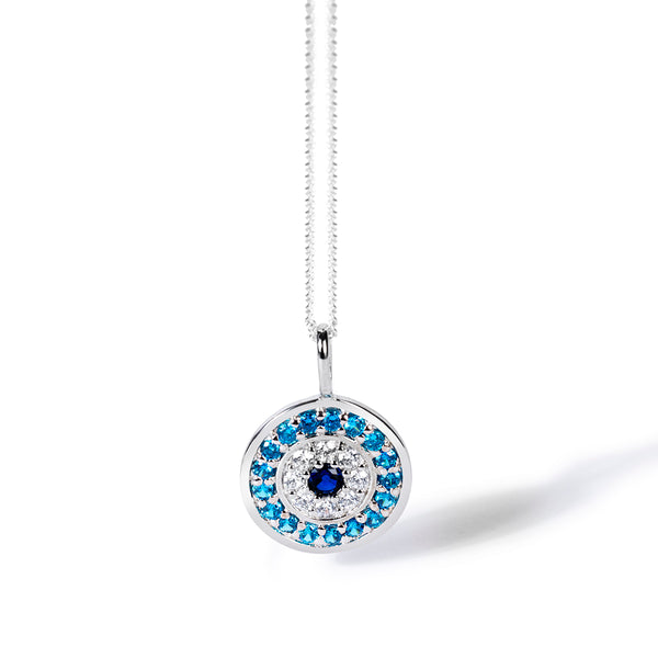 Buy Circular Evil Eye Silver Necklace Online | March