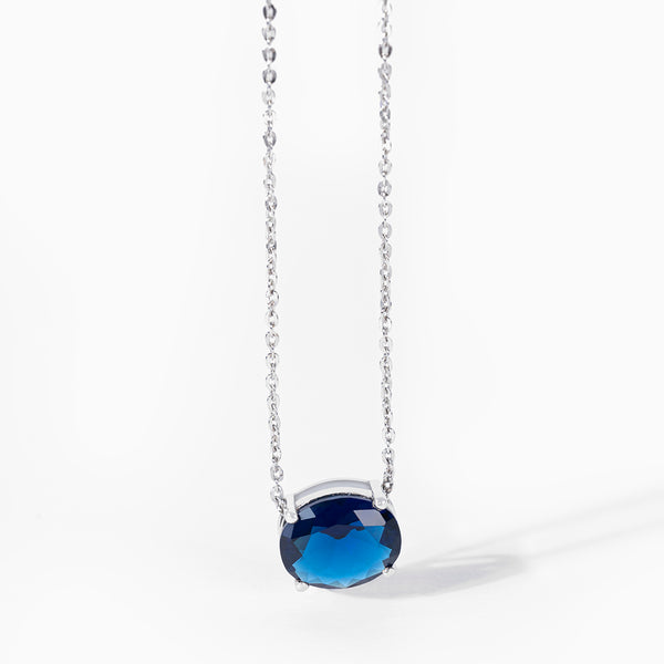 Buy Minimal Blue Zircon Silver Necklace Online | March