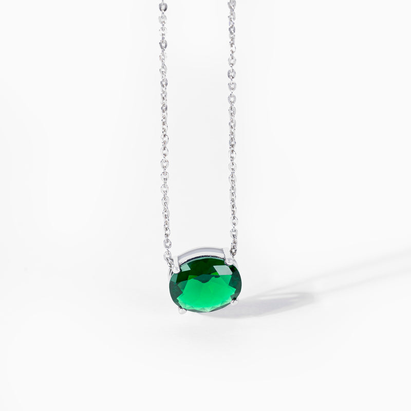 Buy Minimal Green Zircon Silver Necklace Online | March
