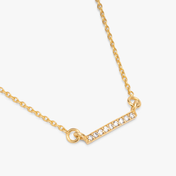 Buy Gold Plated Studded Bar Silver Necklace Online | March