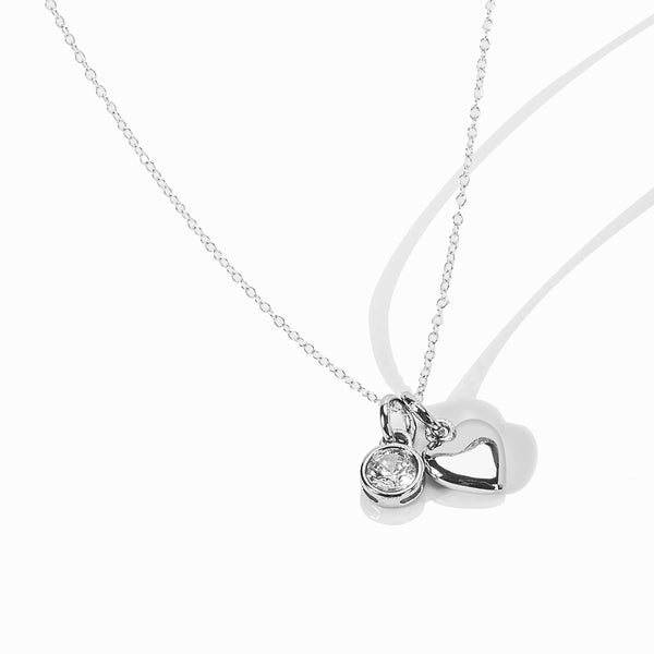 Buy Heart And Zircon Silver Charm Necklace Online | March
