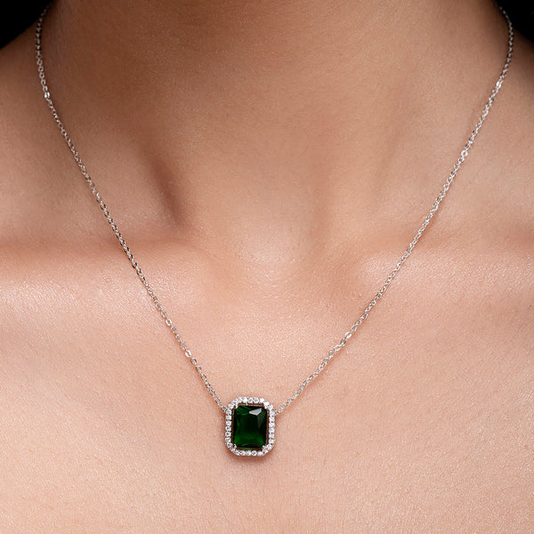 Buy Green Zircon Silver Necklace Online | March