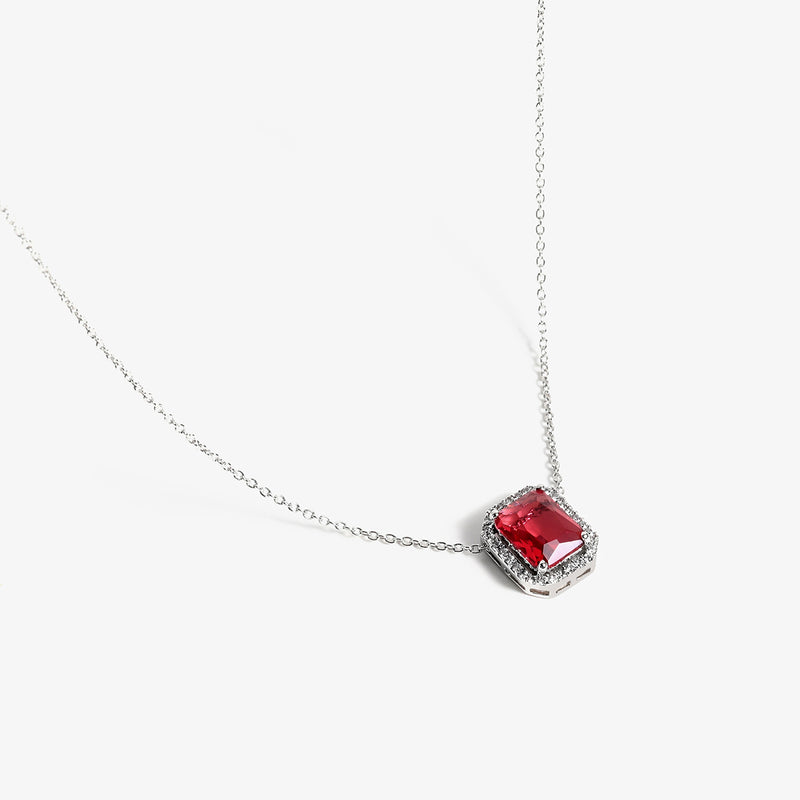 Buy Ruby Red Zircon Silver Necklace Online | March