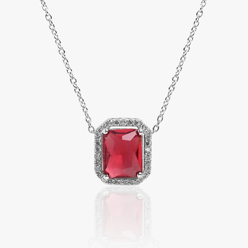 Buy Ruby Red Zircon Silver Necklace Online | March