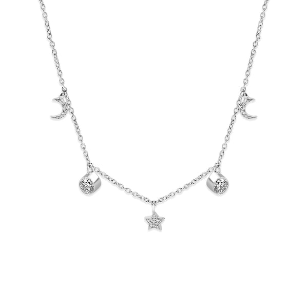 Buy Star and Moon Silver Necklace Online | March