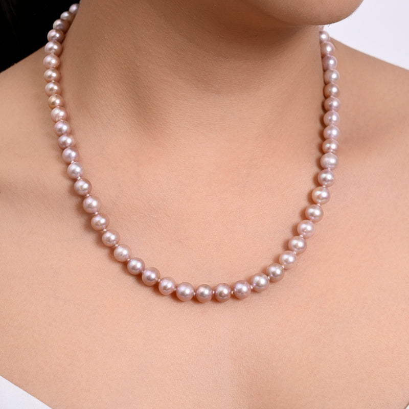 Buy Peach Freshwater Pearl String With Silver Lock - Online | March