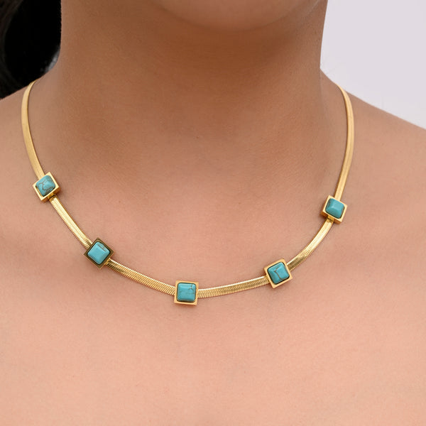 Statement Turquoise Snake Chain Necklace