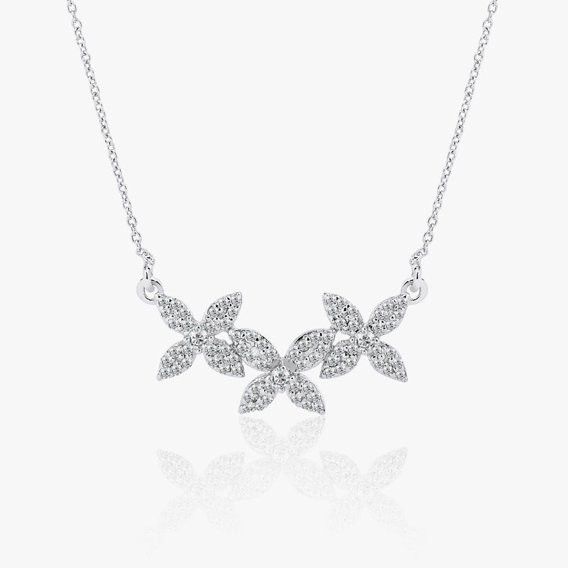 Buy Silver Zircon Flower Necklace Online | March