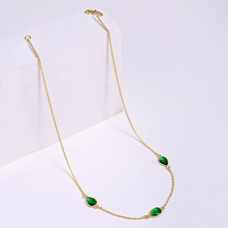 Buy 18K Gold Plated Silver Emerald quartz Necklace Online | March