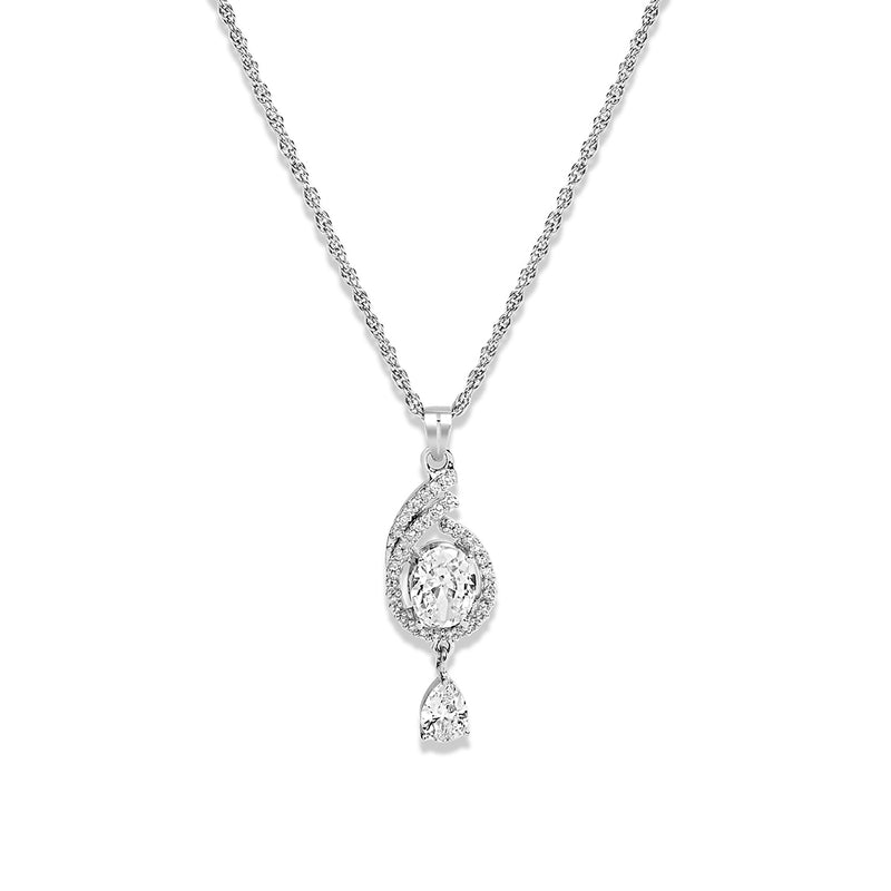 Buy Elegant Silver Pear Zircon Necklace Online | March