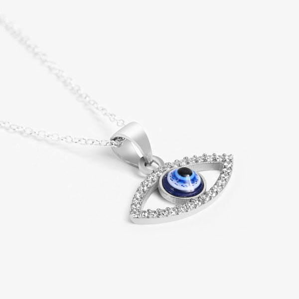 Buy Silver Zircon Studded Evil Eye Necklace Online | March