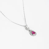 Buy Pink Zircon Tear Drop Silver Necklace Online | March
