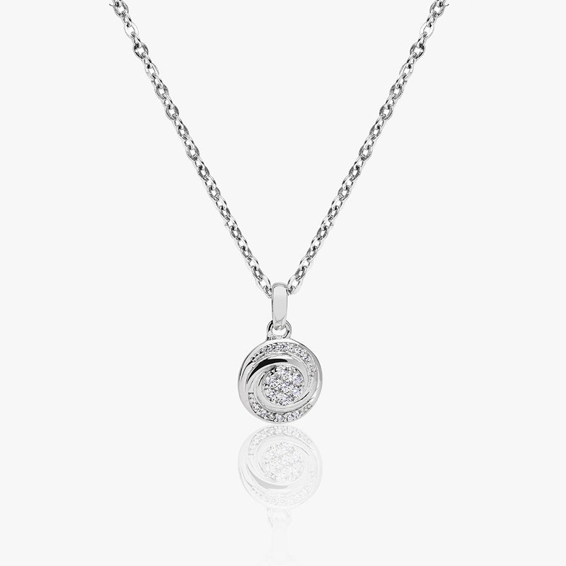 Buy Spiral Silver Zircon Necklace Online | March