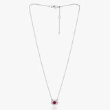 Buy Elegant Ruby Red Zircon Silver Necklace Online | March
