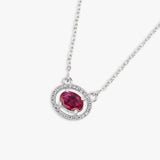 Buy Elegant Ruby Red Zircon Silver Necklace Online | March