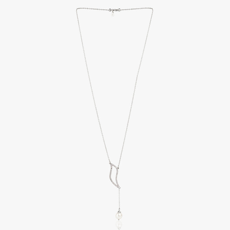 Buy Minimal Silver Y Pearl Necklace Online | March