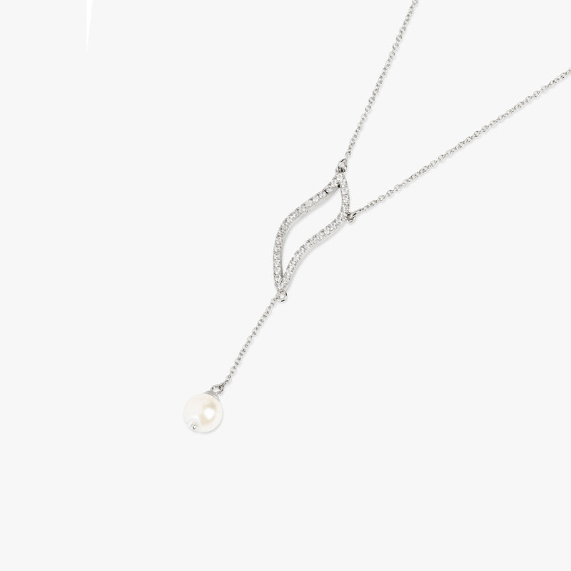Buy Minimal Silver Y Pearl Necklace Online | March