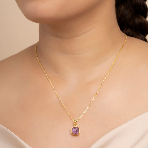 Buy 18k Gold Plated Silver Amethyst Necklace Online | March