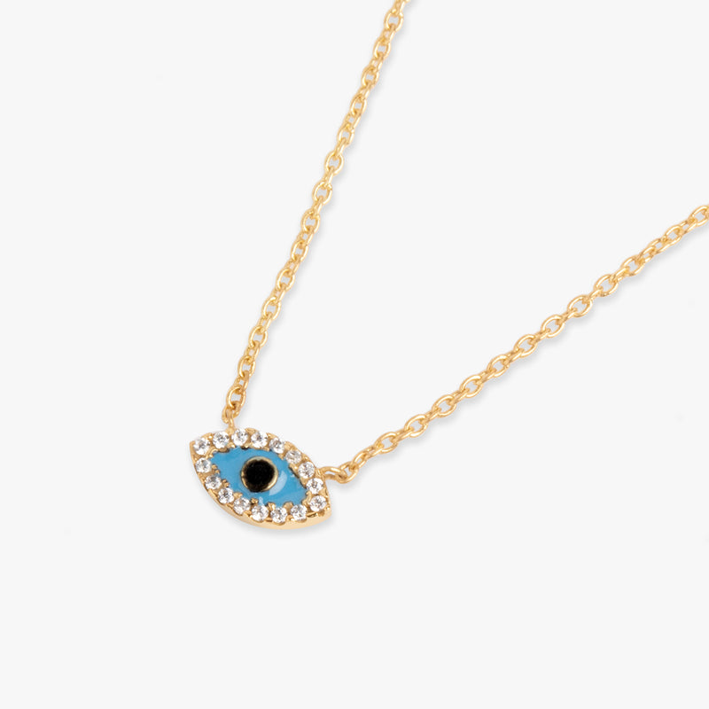 Buy 18k Gold Plated Silver Evil Eye Enamel Necklace Online | March