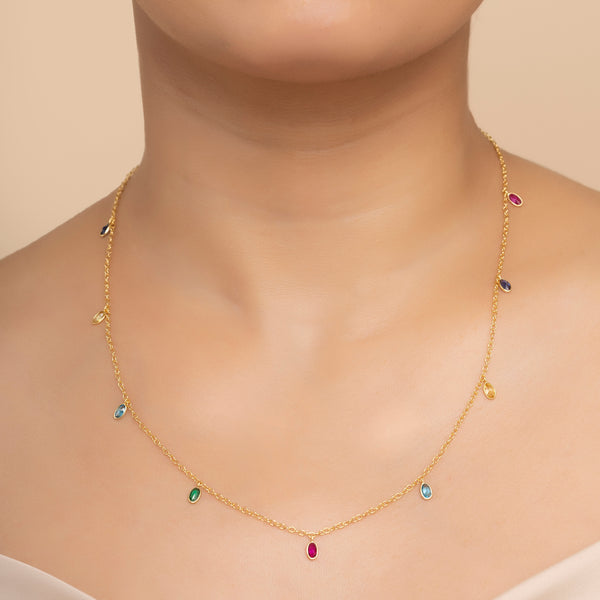Buy 18k Gold Plated Silver Colourful Zircon Necklace Online | March