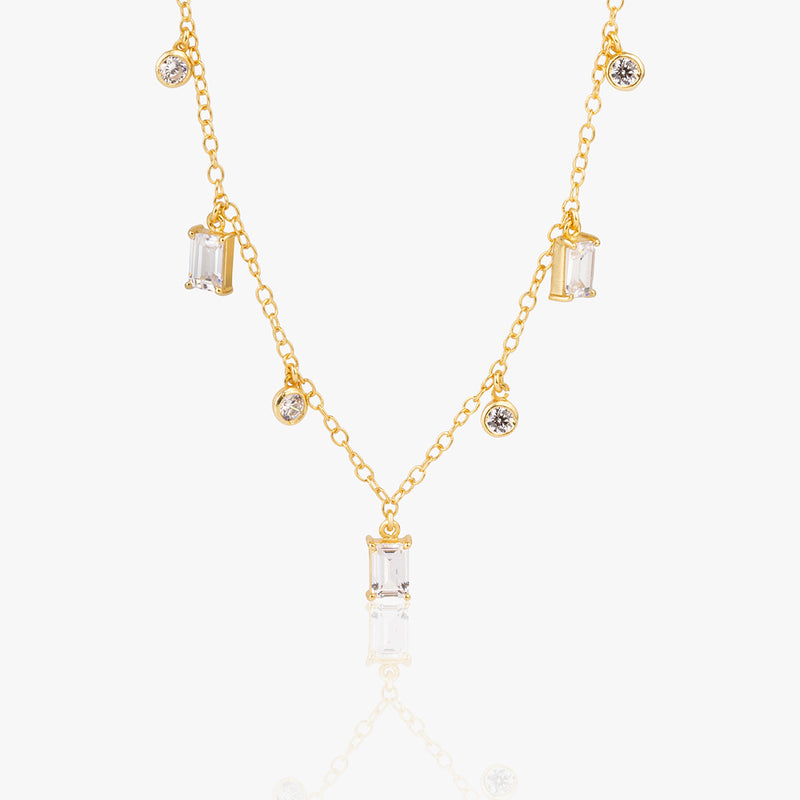 Buy 18k Gold Plated Silver Geometric Zircon Necklace Online | March
