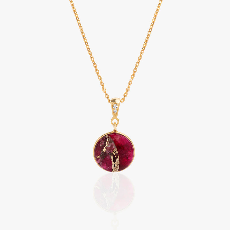 Buy 18k Gold Plated Silver Ruby Copper Turquoise Necklace Online | March