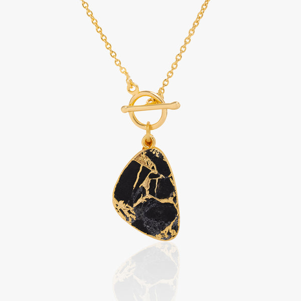 Buy 18k Gold Plated Silver Black Copper Turquoise Necklace Online | March