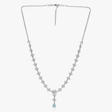 Silver Timeless Aqua Chalcedony Drop Necklace