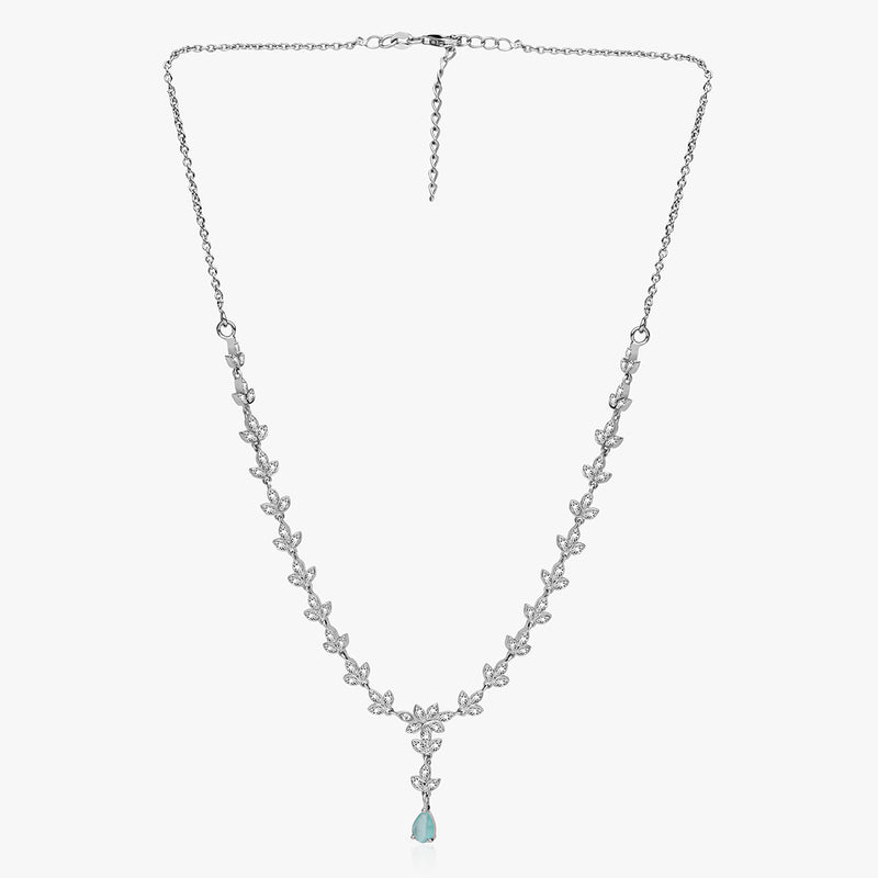 Silver Timeless Aqua Chalcedony Drop Necklace