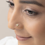 Buy 18K Gold Plated Floral Silver Nose Pin Online | March