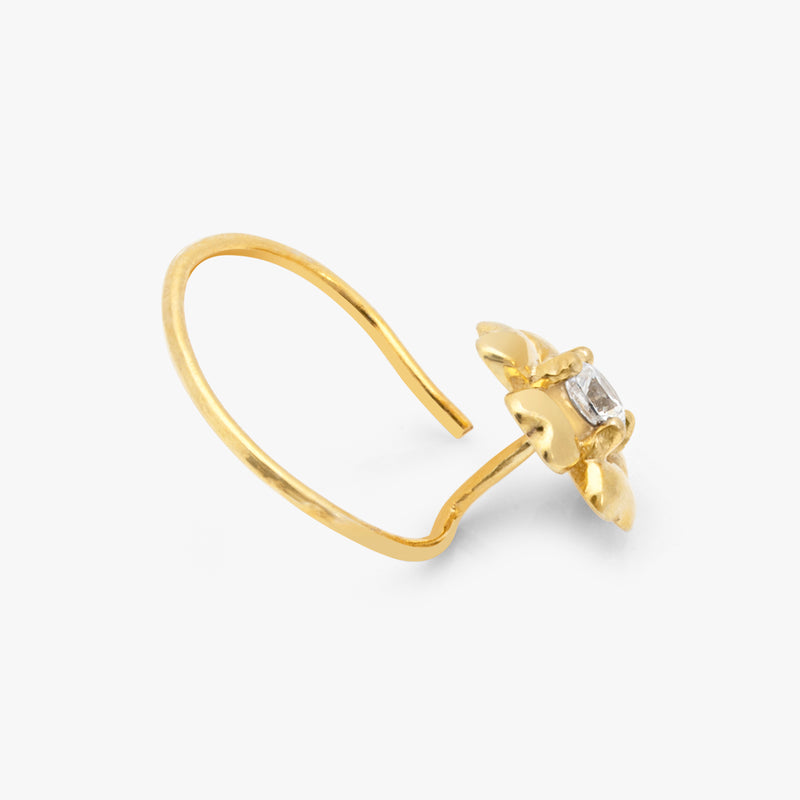 Buy 18K Gold Plated Floral Silver Nose Pin Online | March
