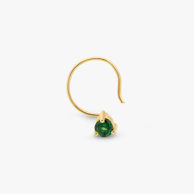 Buy 18K Gold Plated Silver Green Zircon Nose Pin Online | March