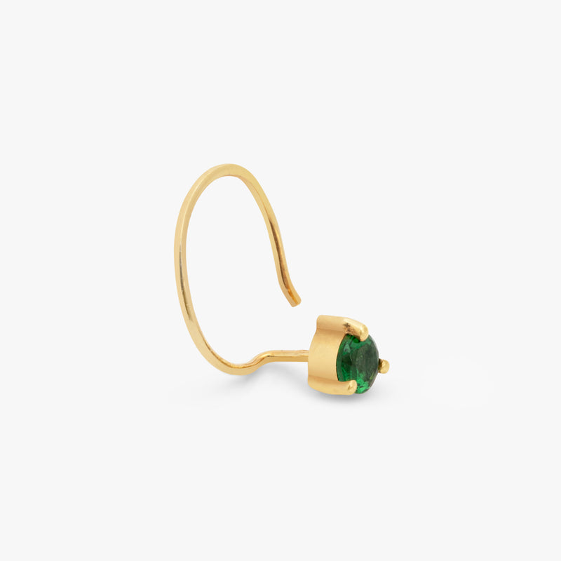 Buy 18K Gold Plated Silver Green Zircon Nose Pin Online | March