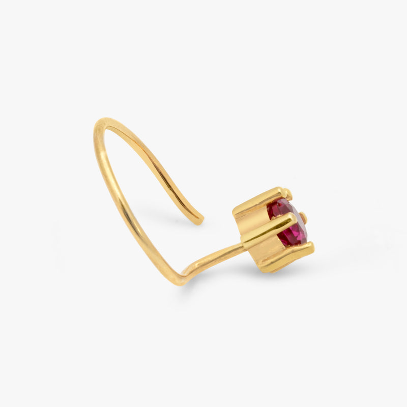 Buy 18K Gold Plated Dark Pink Silver Nose Pin Online | March