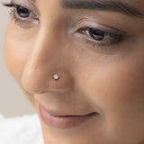 Buy 18k Classic Gold Plated Silver Zircon Nose Pin Online | March