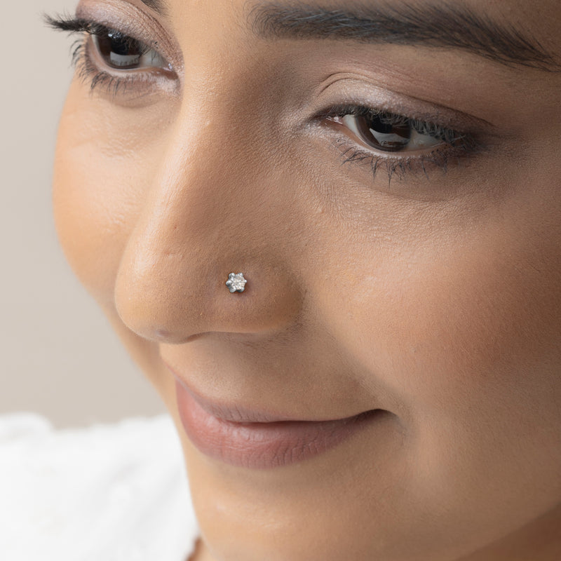 Buy Classic Silver Zircon Nose Pin Online | March