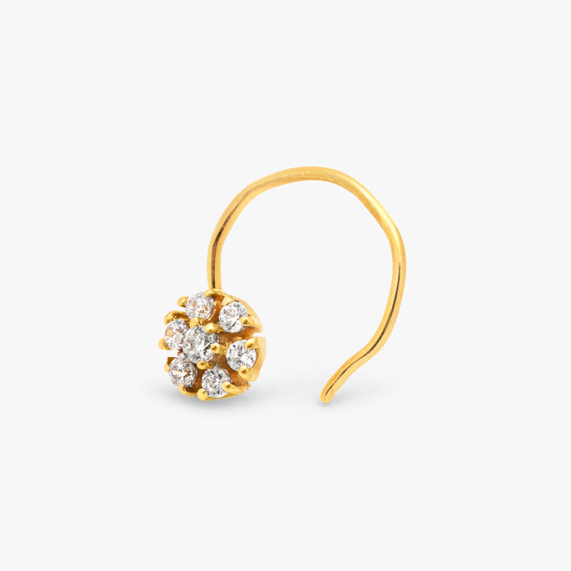 Buy 18K Gold Plated Cluster Silver Nose Pin Online | March
