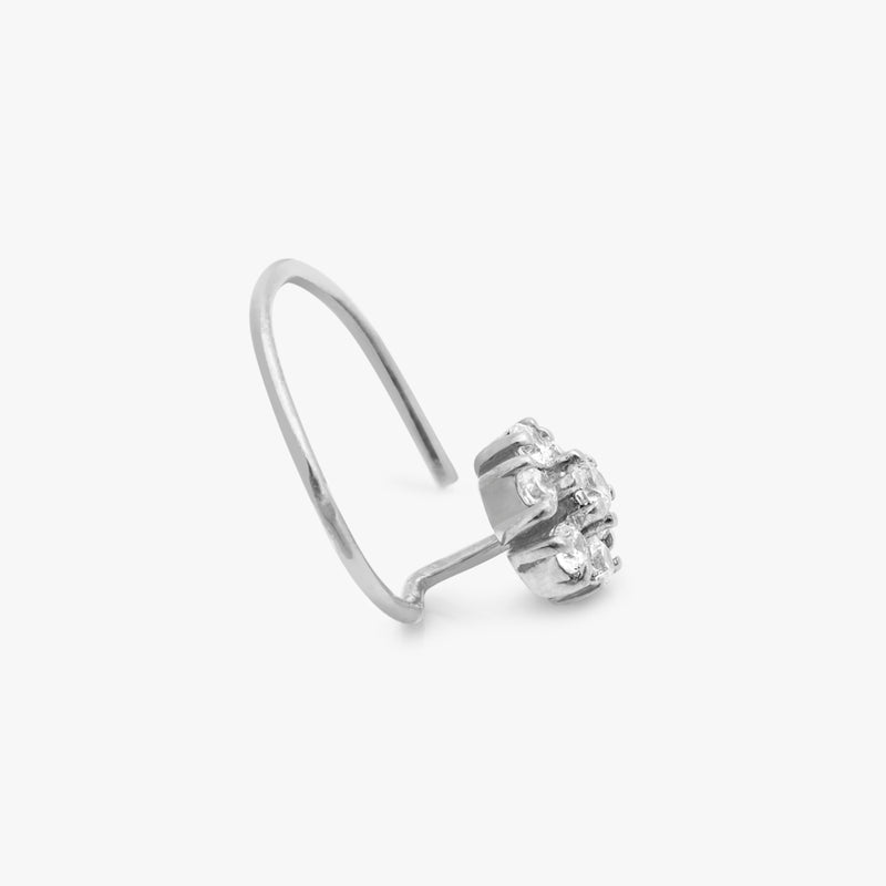 Buy Zircon Cluster Silver Nose Pin Online | March