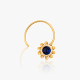 Buy 18k Gold Plated Silver Blue Zircon Nose Pin Online | March