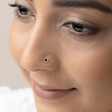 Buy 18k Gold Plated Silver Blue Zircon Nose Pin Online | March
