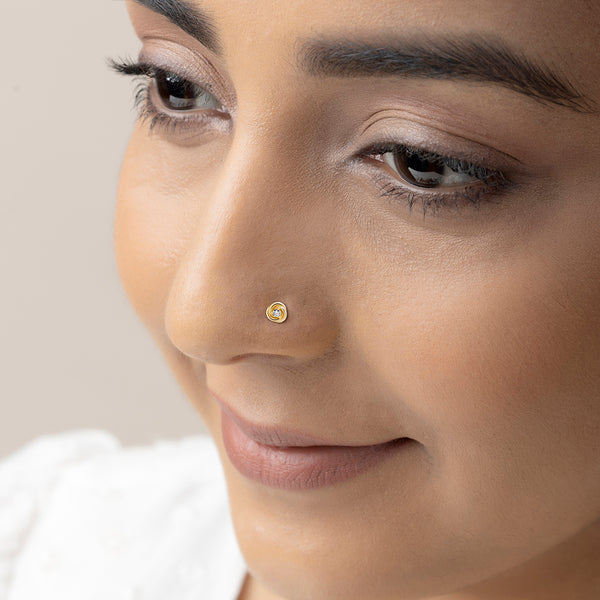 Buy 18k Gold Plated Silver Rose Nose Pin Online | March