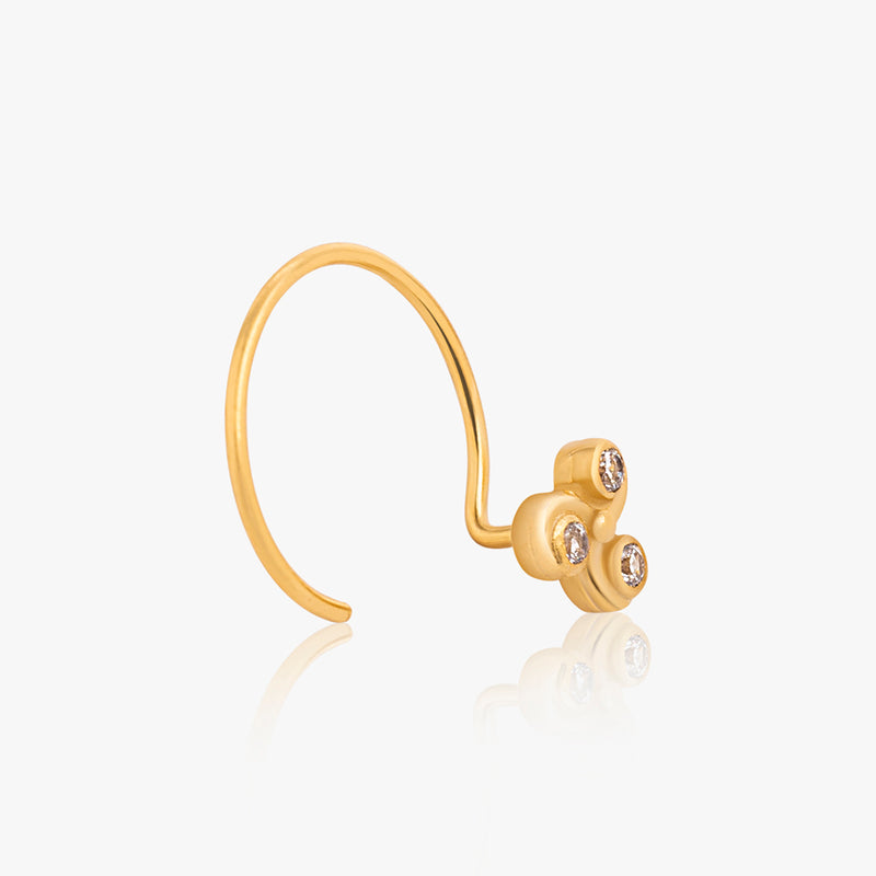 Buy 18k Gold Plated Silver Zircon Spiral Nose Pin Online | March